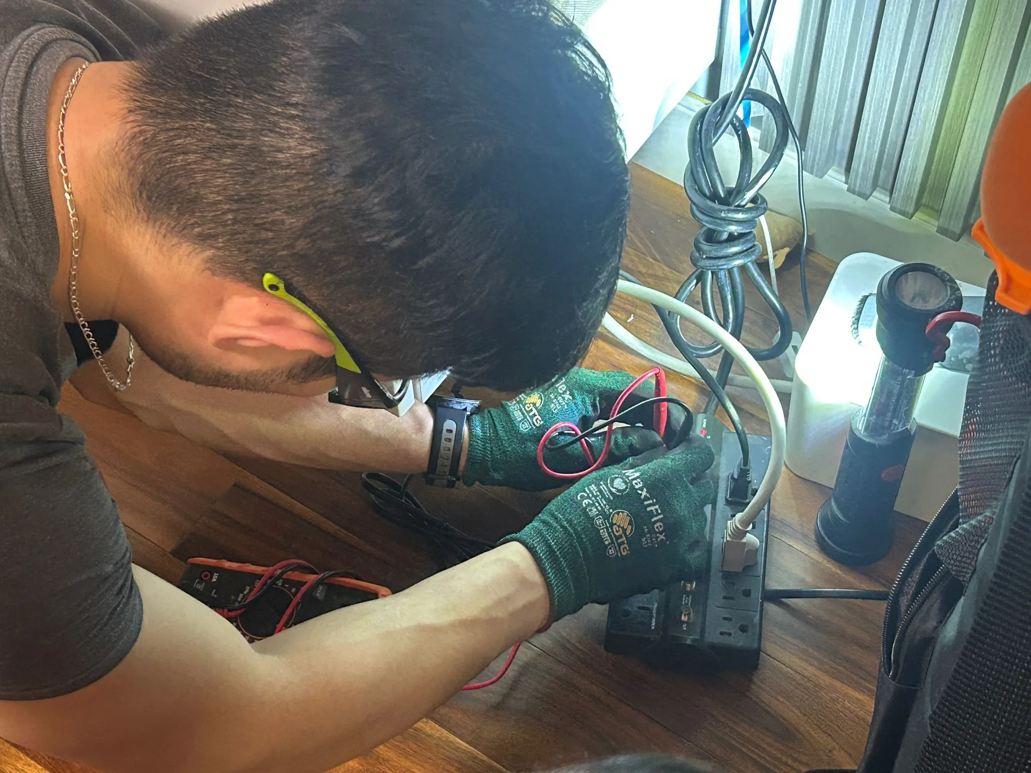 Rod's Electrical worksite showing hands-on electrical installation